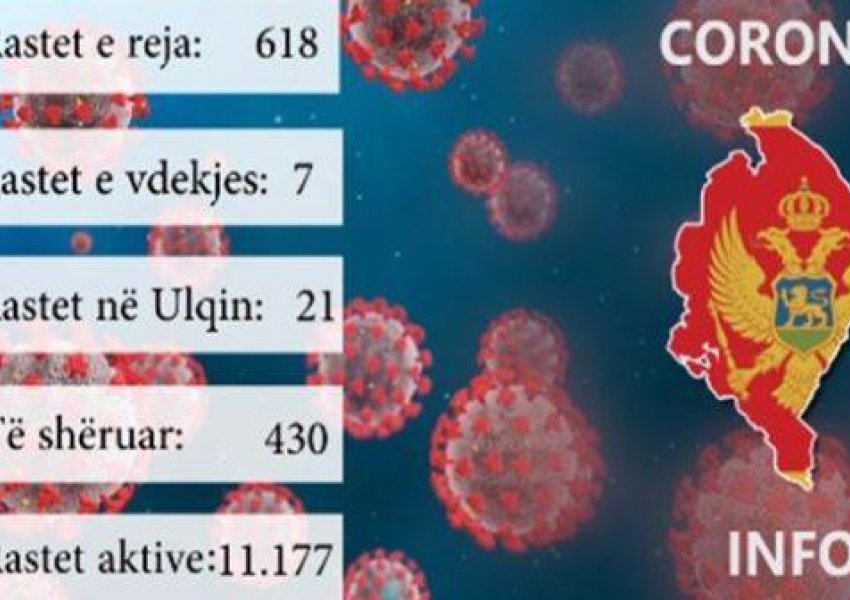  618 raste të reja dhe 7 humbje jete në Malin e Zi