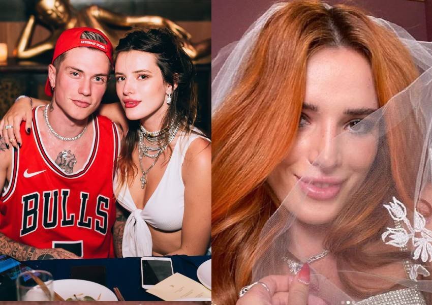 Bella Thorne pozon me një vello nusërie, po përgatitet për martesë me Benjin?