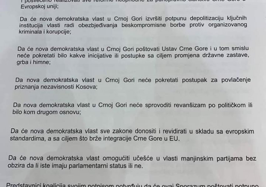 Ja çfarë përmban marrëveshja e koalicionit qeverisës në Malin e Zi