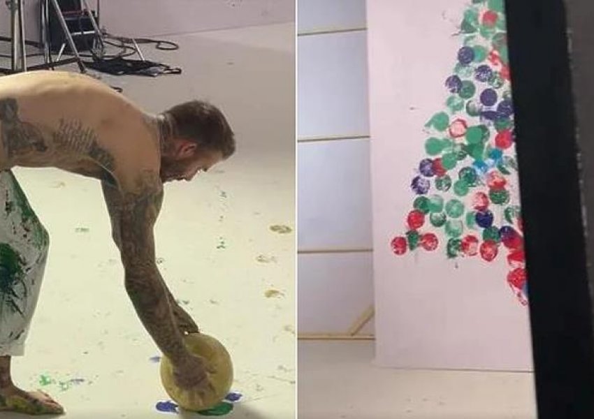David Beckham përdor një top për të ‘pikturuar’ pemën e Krishtlindjeve