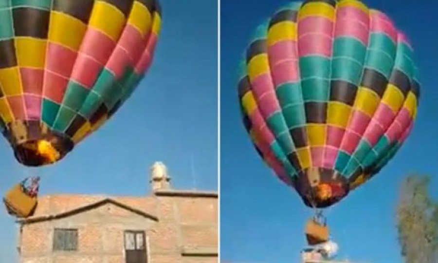 VIDEO/ Pamjet e frikshme të momentit kur balona me ajër të nxehtë përplaset në kulmin e shtëpisë