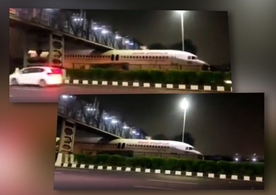 VIDEO-Virale/ Avioni gjigand ngec nën urë, nuk dihet arsyeja
