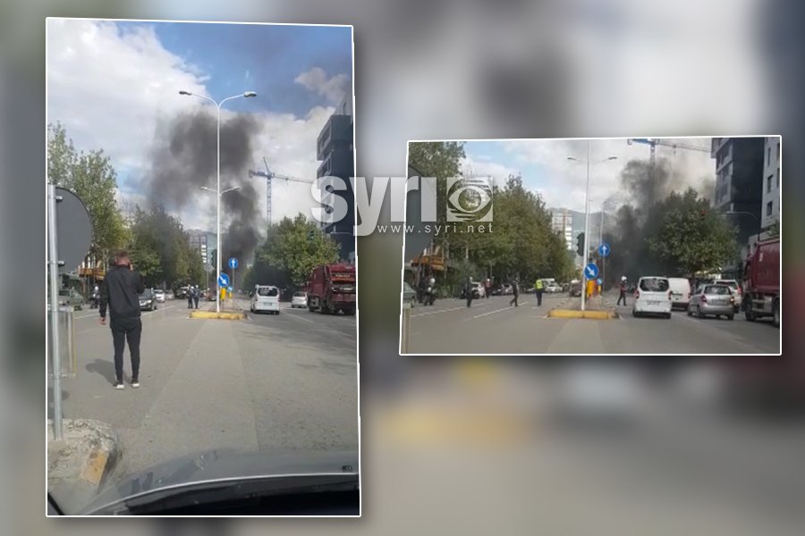 VIDEO LAJM/ Digjet një makinë në ‘Rrugën e Kavajës’