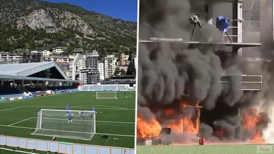 VIDEO/ Kundërshtarit të Shqipërisë i merr flakë stadiumi, në rrezik ndeshja për kualifikueset e Kupës së Botës