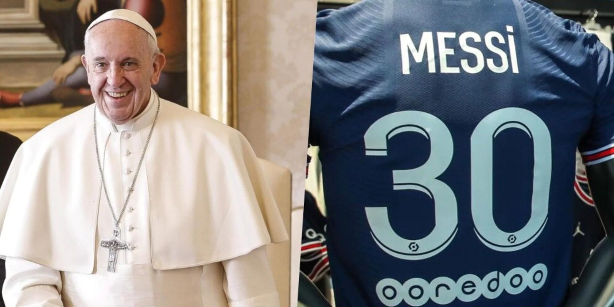 Papa Francesco merr dhuratë nga Kryeministri i Francës fanellën e Messit