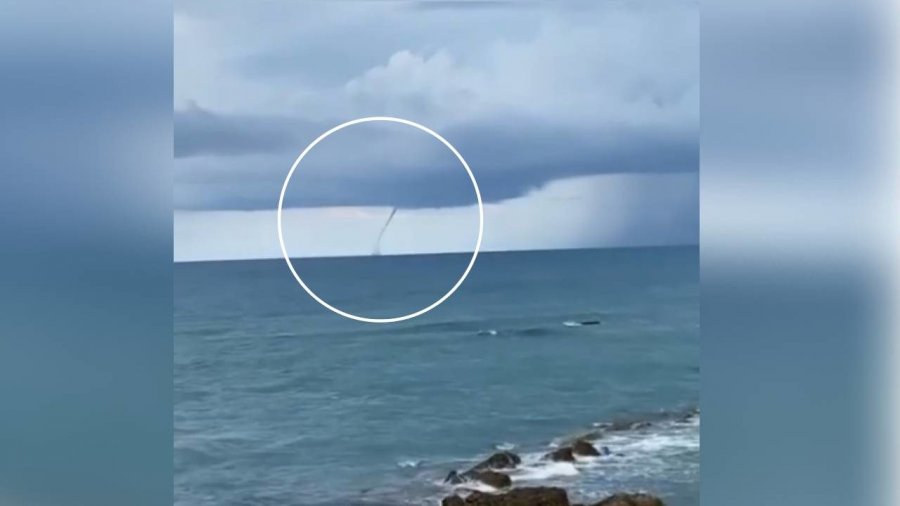 VIDEO/ Fenomeni i pazakontë në Durrës, formohet tornado në mes të detit