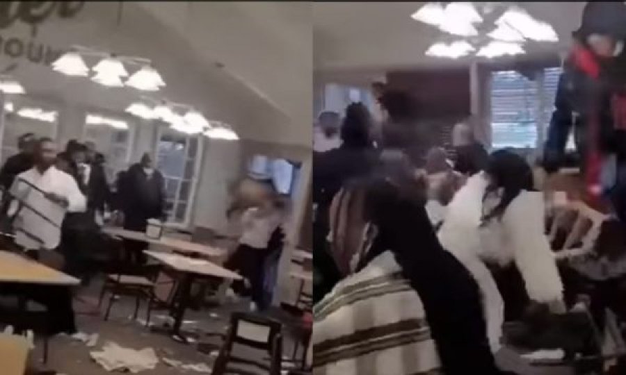 VIDEO/ Përleshje masive mes klientëve në një restorant, shkak bifteku i fundit...