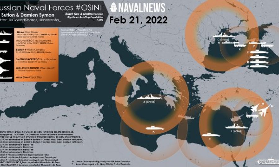 Rusia ka sjellë një numër të madh anijesh e nëndetësësh të marinës ushtarake në Detin e Zi