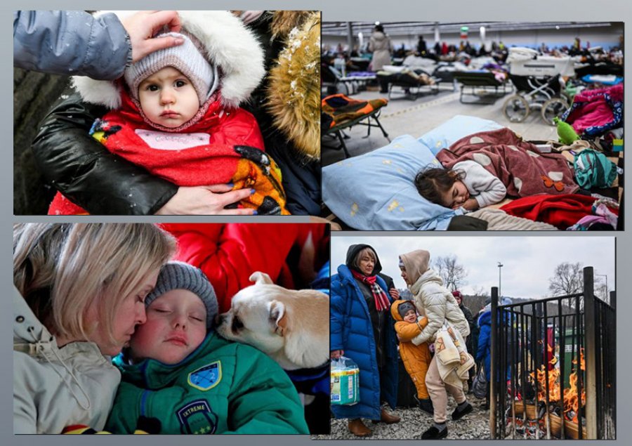 FOTO GALERI/ Pamje të dhimbshme të fëmijëve ukrainas që largohen nga vendi për t’i shpëtuar raketave ruse