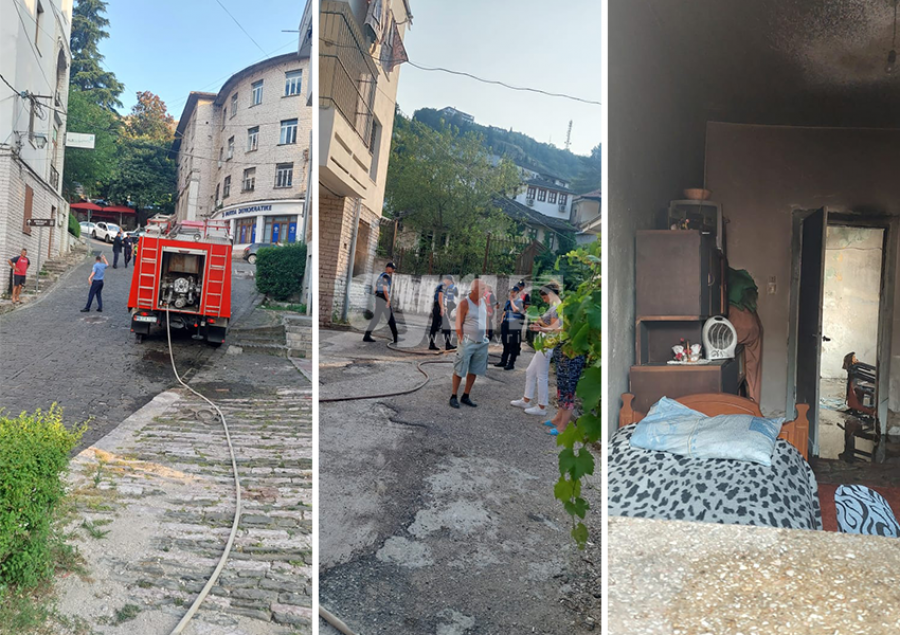 Flakët përfshijnë apartamentin në Gjirokastër, zjarri shkrumbon gjithçka brenda banesës           