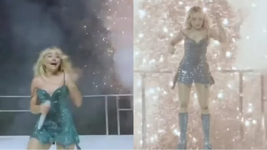 Upss! Sabrina Carpenter goditet nga një fishekzjarr, gjatë shfaqjes në San Francisko