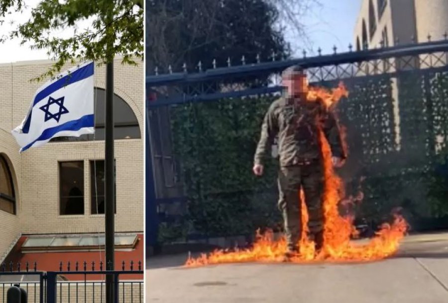 VIDEO/ ‘Stop gjenocidit në Palestinë’, ushtari i forcave ajrore amerikane i vë flakën vetes para ambasadës izraelite