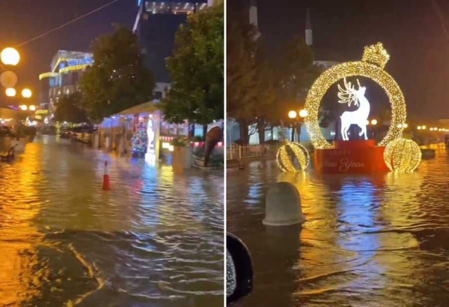 Përmbytje në Shkodër, shumë rrugë kthehen në ‘liqen’