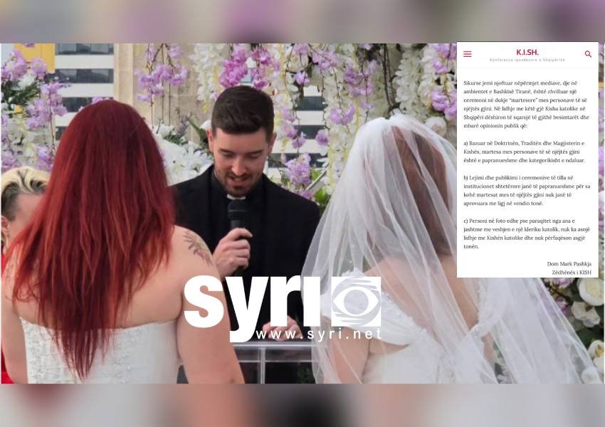 Martesa e dy anëtareve të komunitetit LGBT në Bashkinë e Tiranës/ Reagon Kisha Katolike  