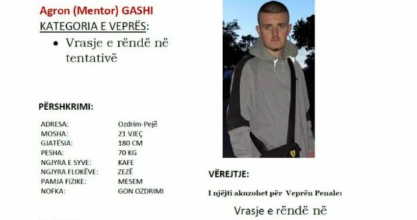 Plagosja e tre personave në Pejë, Policia kërkon ndihmën e qytetarëve për të lokalizuar të dyshuarin