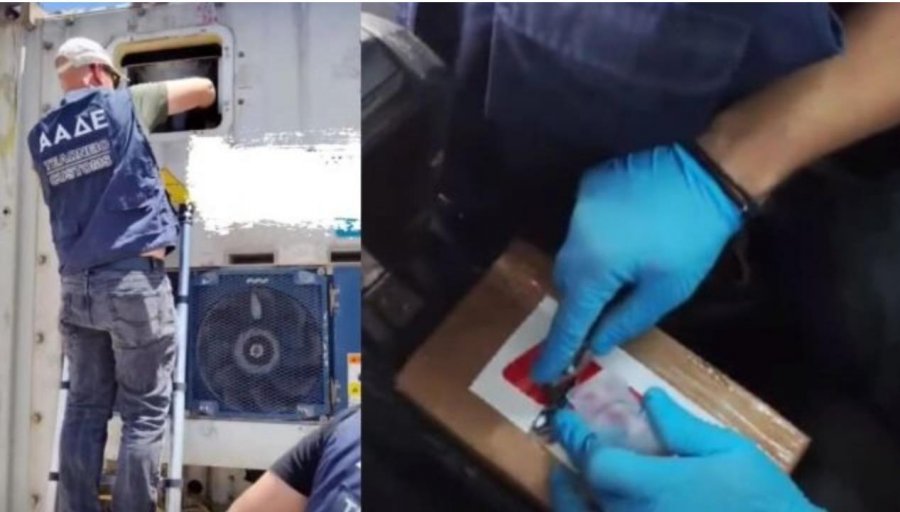 VIDEO/ 2 milionë euro ‘mall’ në portin e Pireut, ja ku ishte fshehur 46 kg kokainë  