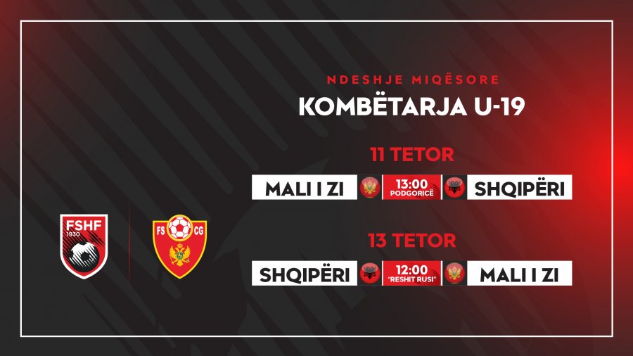 Shqipëria U-19, zyrtarizohen dy miqësore ndaj Malit të Zi